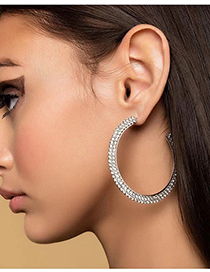 Fashion 6#silver Color Alloy Diamond And Rhinestone C-shaped Earrings