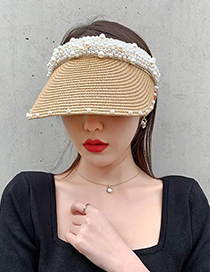 Fashion Milky White Pearl Empty Straw Hat