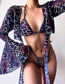 Fashion Smock Printed Strappy Swimsuit Blouse
