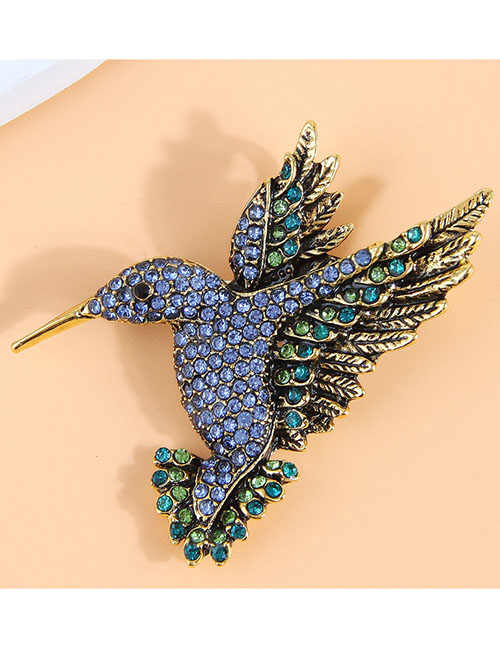 Fashion Color Metal Inlaid Diamond Bird Brooch
