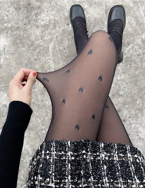 Fashion H40 Diamond Drill Feet Nylon Translucent Polka Dot Love Print All-in-one Leggings