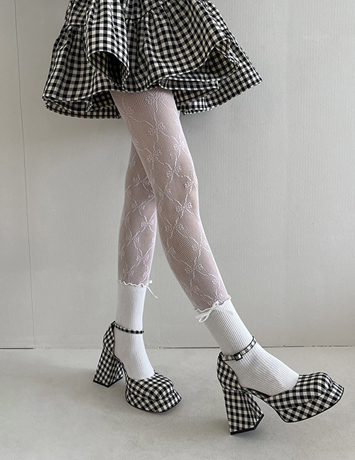 Fashion White Nylon Lace Stitching Stockings