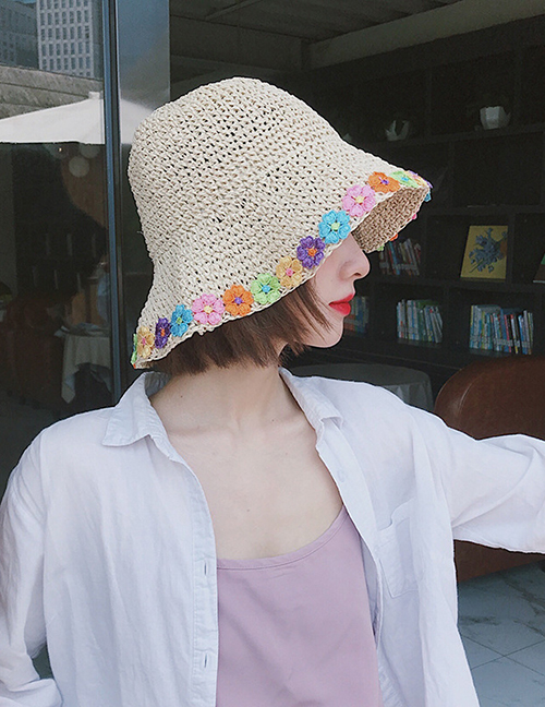 Sombrero De Paja Con Flores De Colores