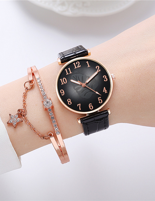 Fashion Red + Bracelet Alloy Round Dial Watch