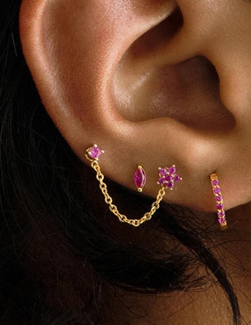 Fashion 8# Metal Diamond Floral Cross Earring Set