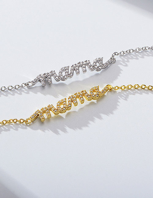Fashion White Gold Metal Diamond Letter Bracelet