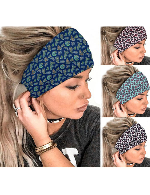 Fashion 4 Green Fabric-print Knotted Wide-brimmed Headband