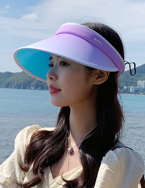 Fashion Khaki Gradient Large Eaves Empty Top Sunscreen Solar Cap
