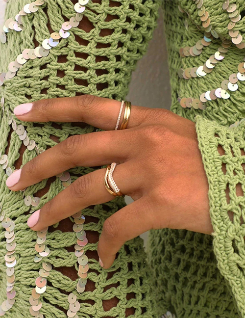 Fashion Gold Irregular Ring Inlaid