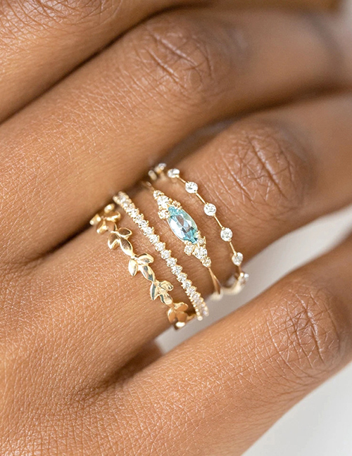 Fashion Gold Geometric Diamond Rings