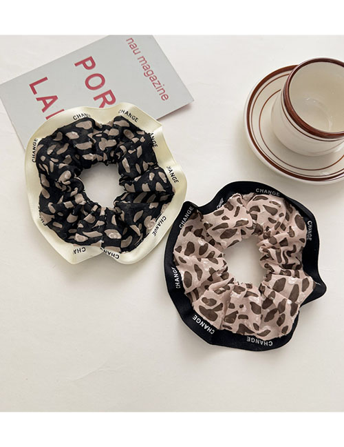 Fashion Black Leopard Print Fabric Leopard Fold Hair Circle
