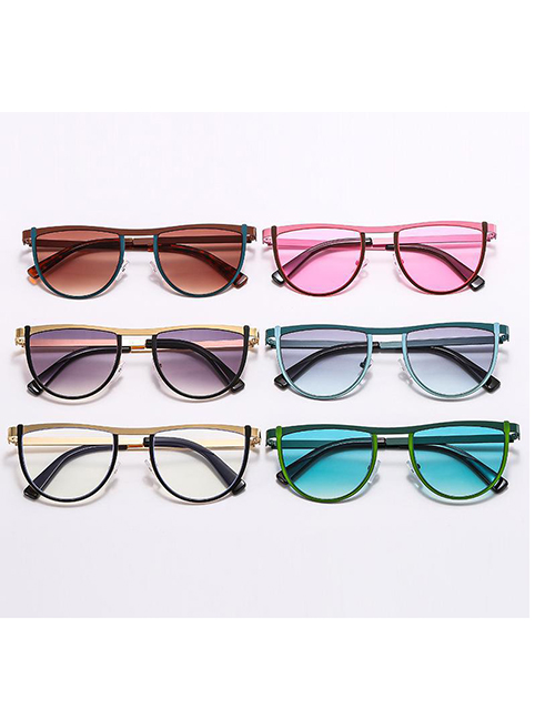 Fashion White Frame Pc Geometry Irregular Sunglasses