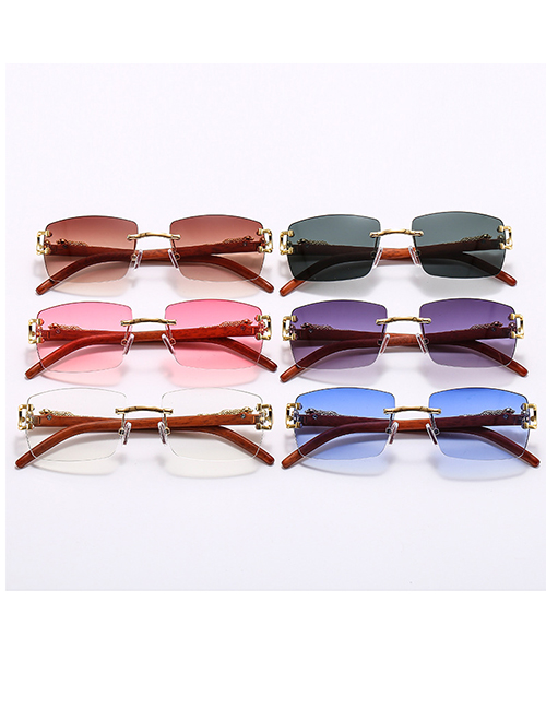 Fashion Golden Frame White Level Frameless Cutting Edge Square Sunglasses