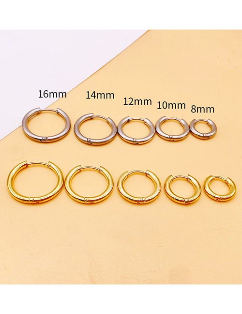 Fashion Steel Color 8mm Titanium Steel Geometric Round Ear Ring 