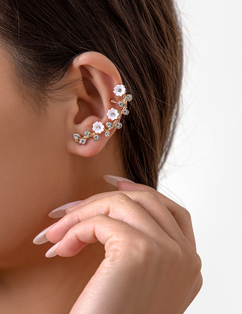 Fashion Gold Alloy Inlaid Diamond Flower Ear Bone Bone Clip