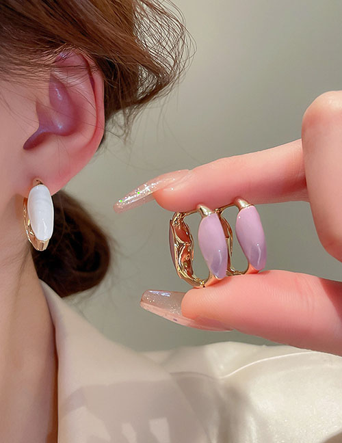 Fashion White (real Gold Plating) Alloy Drip Oil U -shaped Ear Ring