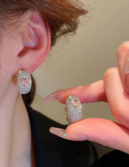 Fashion Ear Buckle-silver Copper Inlaid Love Ear Ring