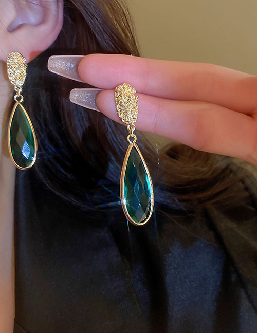Fashion Green (crystal) Geometric Drop Crystal Drop Earrings