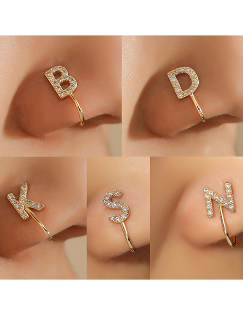 Fashion N Gold Copper Diamond Letter Nose Clip