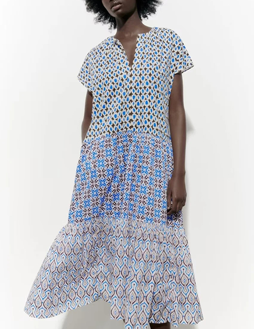 Fashion Printing Polyester Print Swing Dress