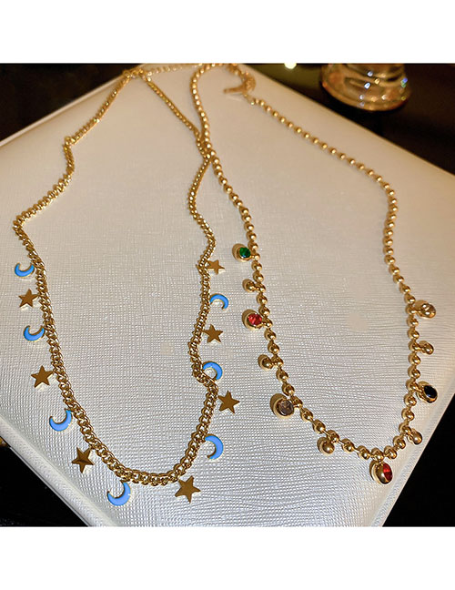 Fashion Necklace - Gold (star Moon) Titanium Steel Star Moon Tassel Necklace