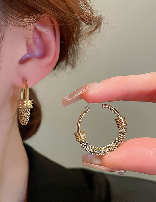 Fashion Earrings - Gold (circle) Titanium Steel Cutout Geometric Circle Earrings