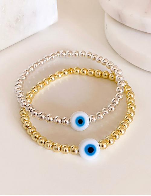 Fashion Silver Gold Plated Copper Bead Eye Bracelet