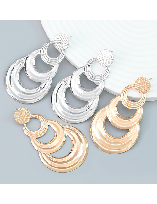 Fashion Silver Alloy Multi-layer Round Earrings
