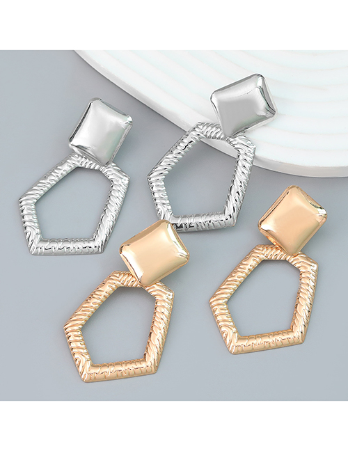 Fashion Silver Alloy Polygon Earrings