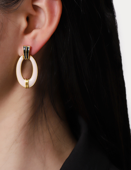 Fashion Gold Geometric Oval Stud Earrings