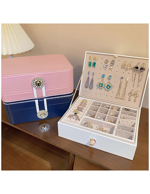 Fashion Jewelry Box - Pink Leather Multi-pocket Jewelry Storage Box