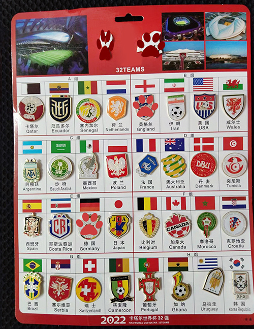 Fashion Badge Brooch Top 32 Set World Cup Soccer Brooch Set