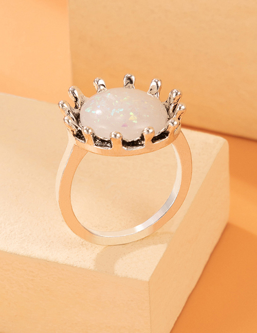 Fashion Silver Alloy Geometric Round Imitation Meringue Ring