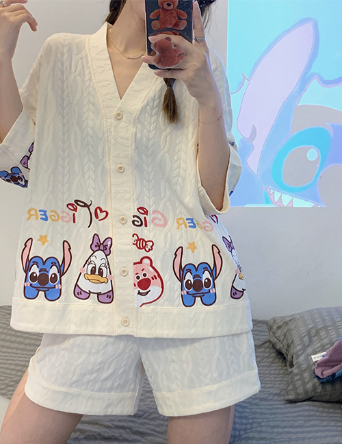 Fashion 83085 Stitch Polyester Cartoon Pajama Set