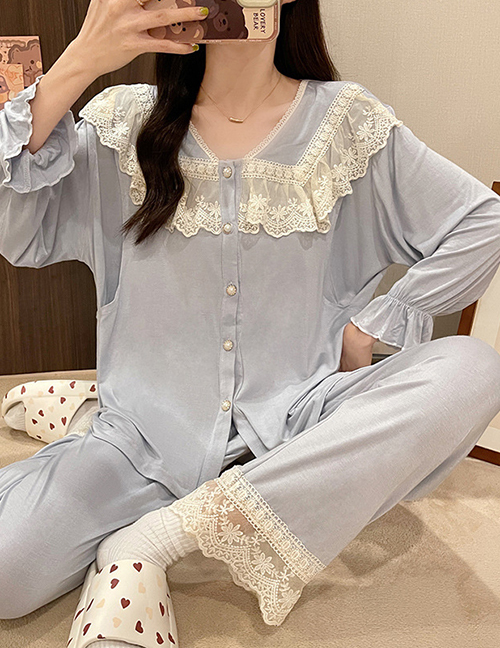 Fashion Apricot-2 Cotton Lace Maternity Pajama Set