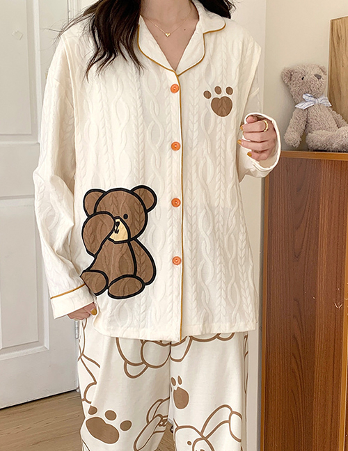 Fashion 1122 Love Houndstooth Cotton Cartoon Maternity Pajamas Set