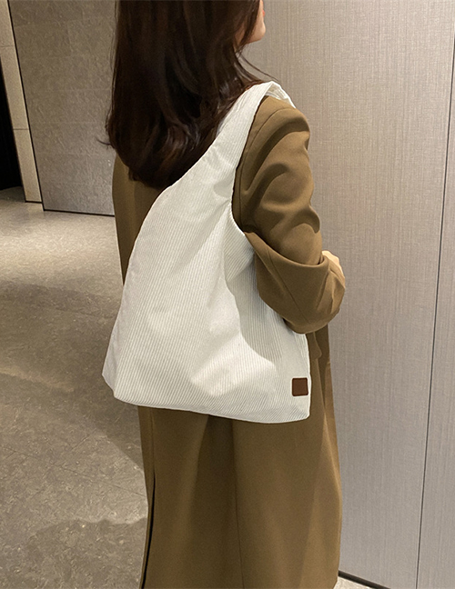 Fashion White Canvas Corduroy Large Capacity Tote Bag