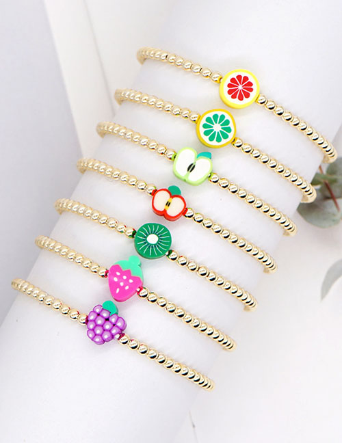 Fashion Color 7# Water Soft Pottery Fruit Series Small Gold Beads Bead Bracelet