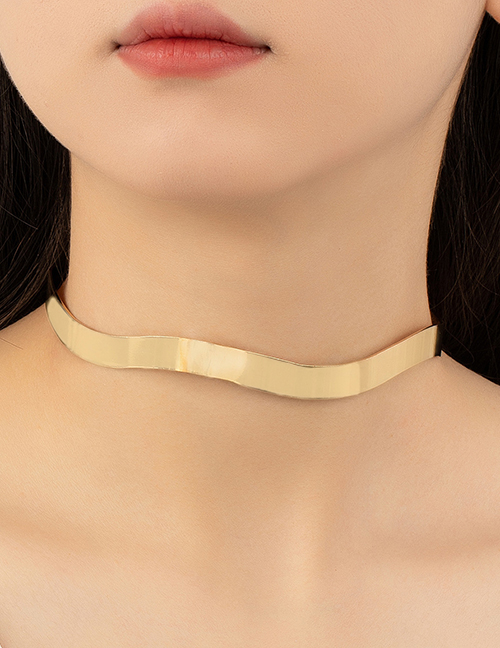 Fashion Gold Metal Irregular Open Collar