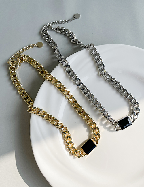 Fashion Silver Alloy Square Thick Chain Necklace