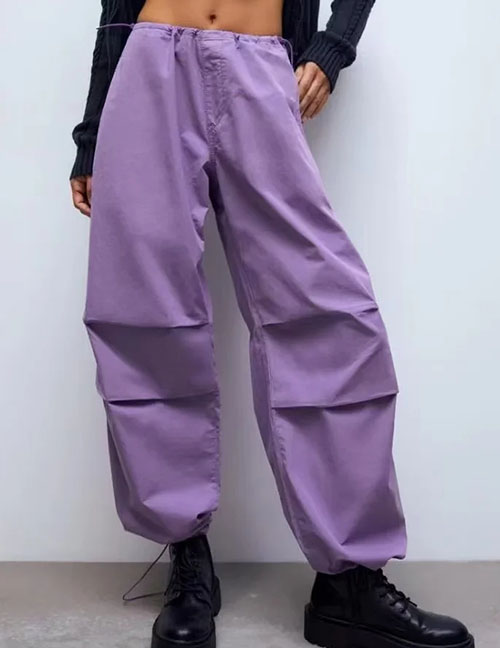 Fashion Purple Woven Layered Waist Trousers