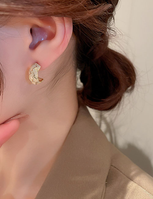 Fashion Khaki (real Gold Plating) Alloy Drip Geometric C-shaped Earrings