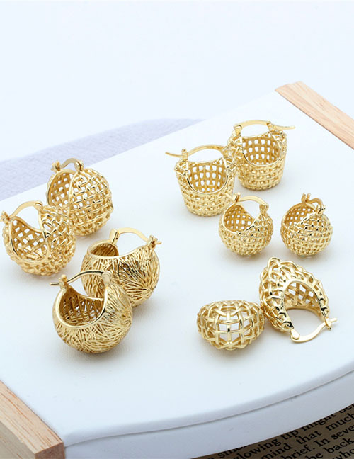 Fashion 5# Pure Copper Mesh Basket Hollow Earrings