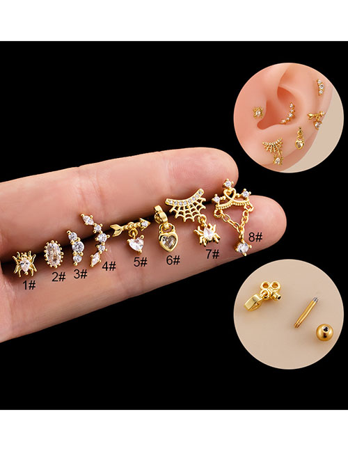 Fashion 8#-gold Titanium Steel Geometric Piercing Stud Earrings