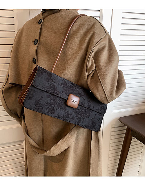 Fashion Black Solid Color Flap Shoulder Bag