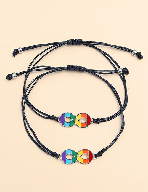 Fashion 2# Alloy Drip Oil Heart Cord Bracelet Set