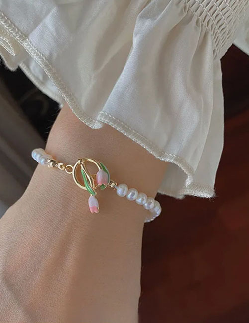 Fashion 3# Pearl Beaded Flower Bracelet
