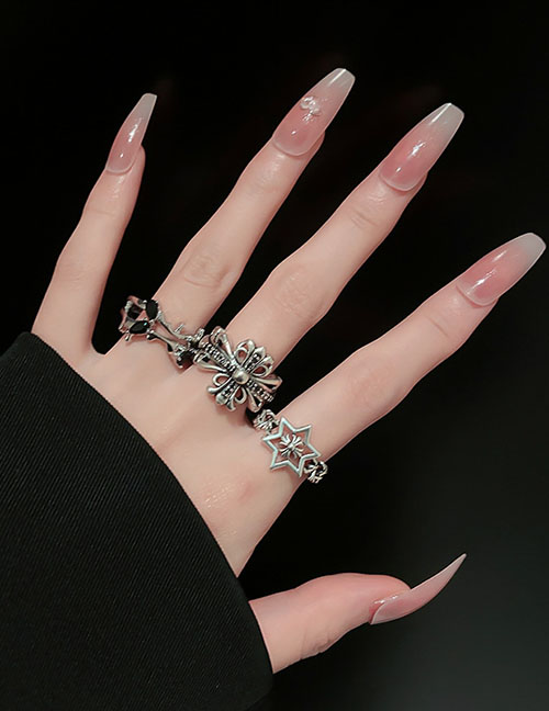 Fashion 6#ring-silver (cross Single Layer) Alloy Geometric Cross Open Ring