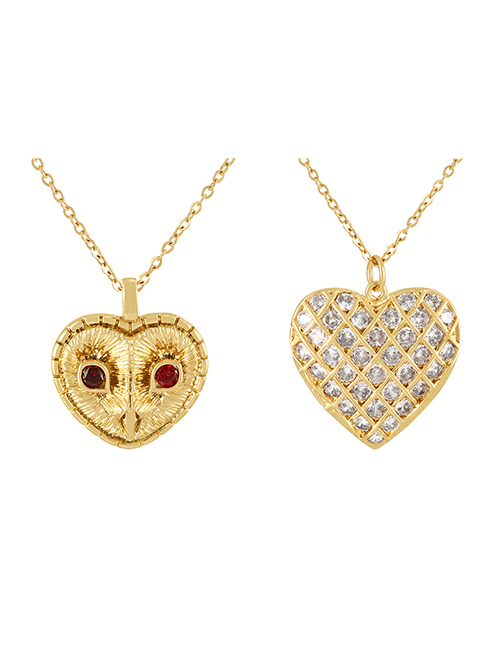 Fashion Golden 1 Copper Paved Zirconia Heart Pendant Necklace