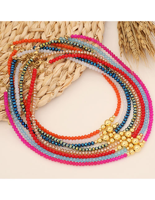 Fashion 8# Protein Color Geometric Crystal Beaded Necklace